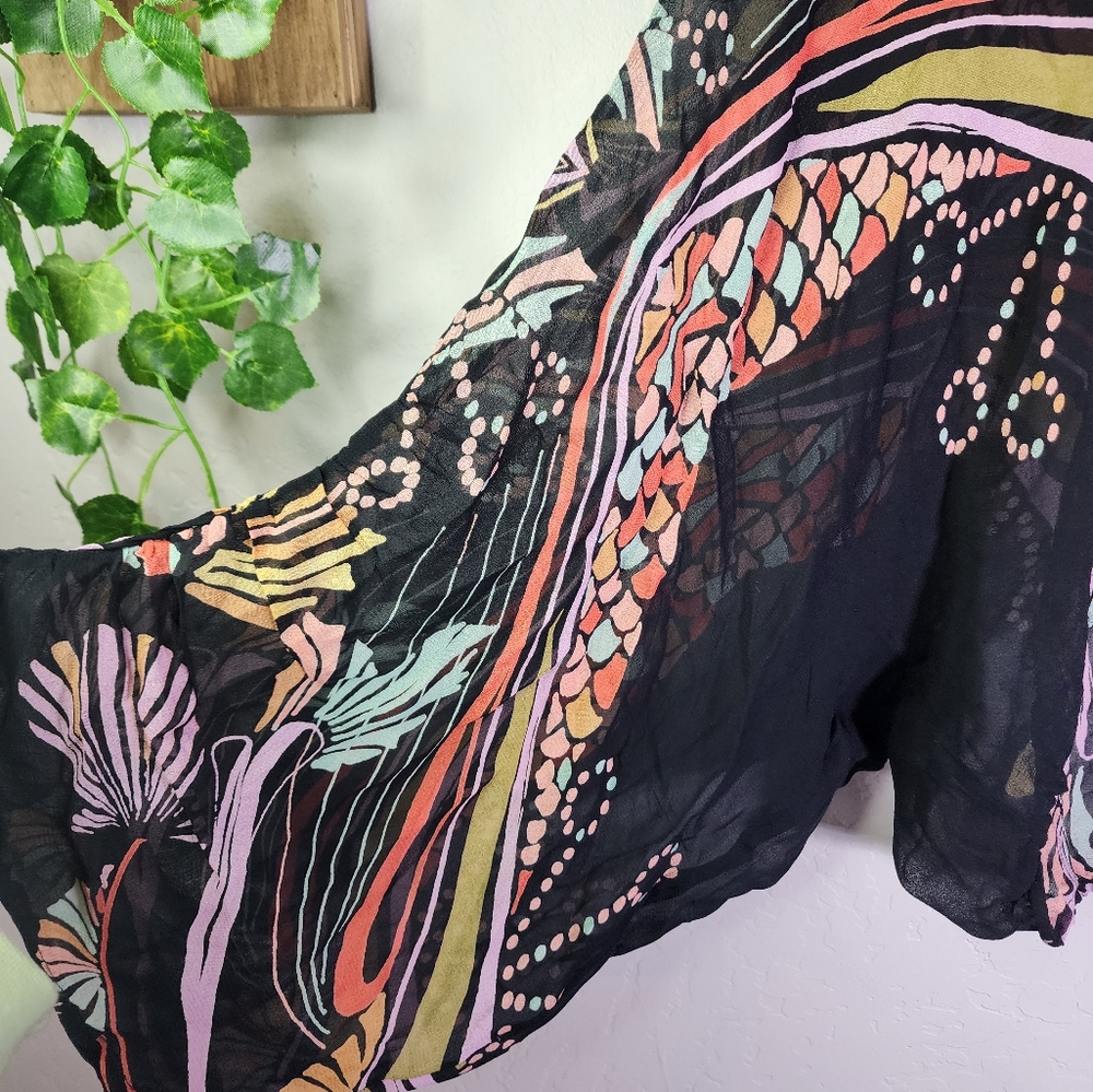 Free People Beneath The Sea Sheer Black Crop Top Size XS - Picture 4 of 9